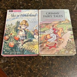 Vintage 1960s or 70s Grosset & Dunlap Alice in Wonderland and Grimm Fairy books